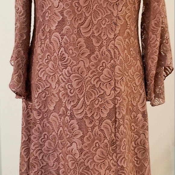Cato Dresses & Skirts - CATO | Mauve Pink Lace Dress with Bell Sleeves - Like New | Size M